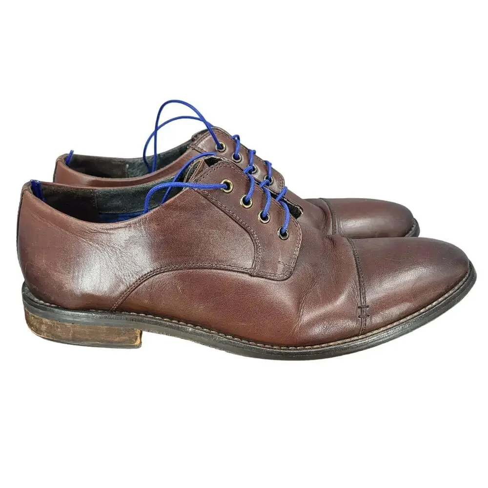 Nunn Bush Oxford Shoes Mens 9.5 M Brown‎ Leather Cap Toe Dress Shoes 84652-200